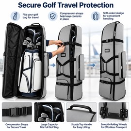 Golf Travel Bag for Club Transport – Heavy-Duty 900D Polyester with Wheels for Golf Trips and Storage