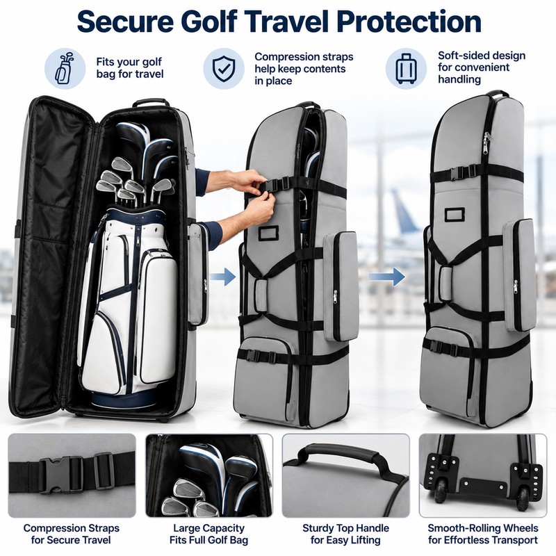 Golf Travel Bag for Club Transport – Heavy-Duty 900D Polyester