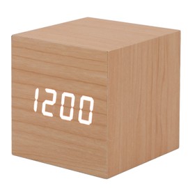 Luqeeg Digital Alarm Clock - Wooden Smart Alarm Clock, 3 Brightness, Date, Temperature Display, LED Wood Clock for Office, Bedroom, Bedside, Desk