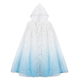 XEPST Princess Hooded Cape Princess Cloak Gradient Sparkling Sequins Cape Princess Fancy Dress Accessories Princess Dress Up for Girl