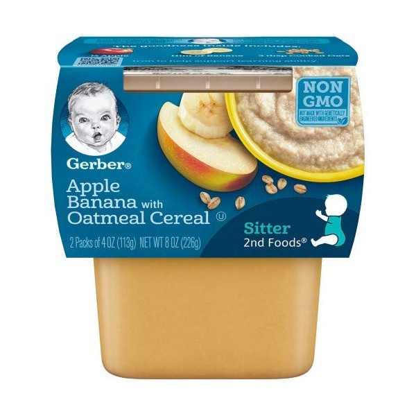Gerber Baby Food, 2nd Foods, Apple Banana with Oatmeal, 8 OZ