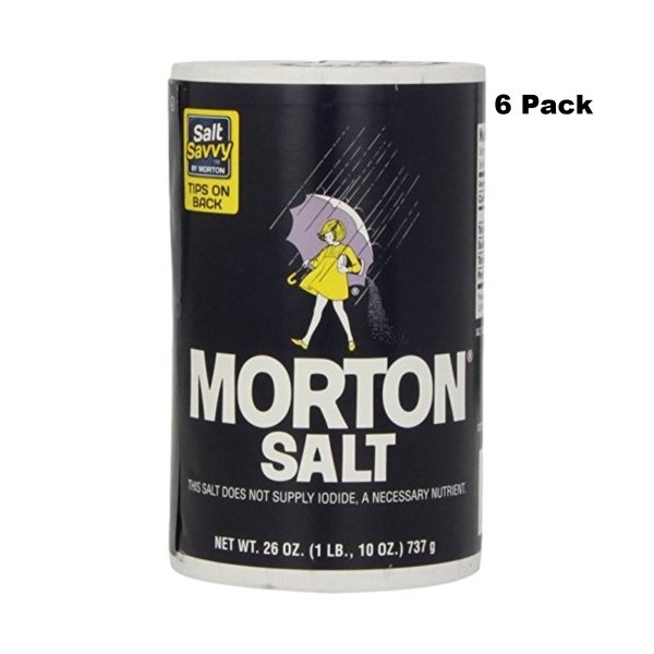 Morton Salt Regular Salt, 26 Oz, (6 pack)