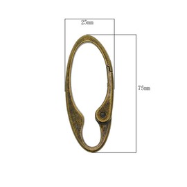 Sharplace Pack of 2 Vintage Bronze Oval Carabiner Spring Snap Hook Clip Metal Key Ring Oval Press Stud Buckle for Backpack DIY Craft Camping Spring Hook Keychain