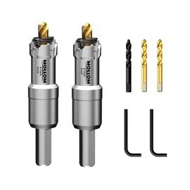 Mollom 5/8inch (16mm) 2Pcs Heavy Duty Carbide Hole Saws, Hole Cutters for Stainless Steel, mild Steel, Iron, Copper, Brass, Plastic