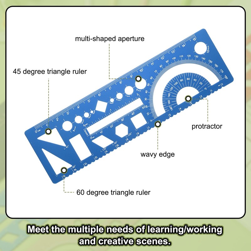 sourcing map Multifunctional Geometric Rulers 15cm Metric and SAE Aluminum