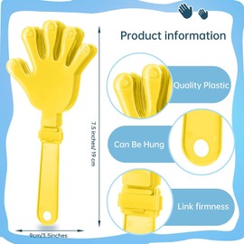 ZCYSRLQIN 100 Pcs Sunburst Yellow Hand Clappers 7.5 Inch Clappers Noisemakers Noise Makers Party Favors Plastic Clapper for Sporting Events Cheers Ball Dance Basketball Football Noisemakers （Yellow）