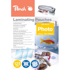 Peach S-PP525-19P Laminating Pouches Photo Size 106 x 156 mm 125 Micron Pack of 125 for All Standard Laminating Devices