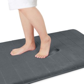 Yimobra Memory Foam Bath Mat Large Size, 55.1x 24 Inches,Soft and Comfortable, Super Water Absorption, Non-Slip, Thick, Machine Wash, Easier to Dry for Bathroom Floor Rug, Dark Gray