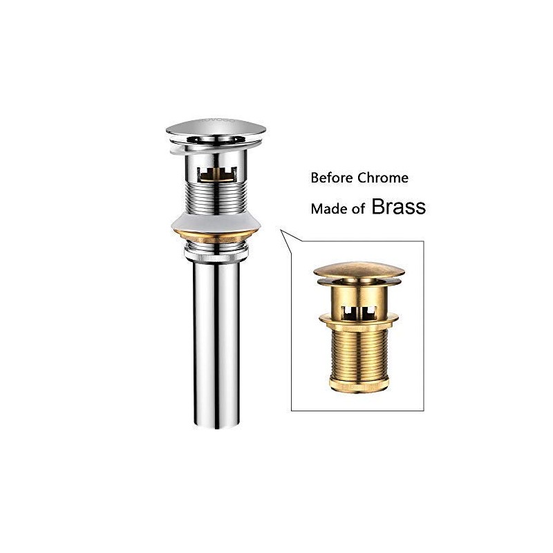 ROVOGO Brass Pop-up Sink Drain with Detachable Basket Stopper, Bathroom