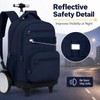 FTJCF 3Pcs Large Wheels Rolling Backpack for Boys Men, 20
