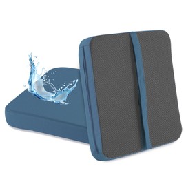 SUOBIA Bar Stool Cushions 14x16 inch, Non-Slip Dining Chair Cushion with Straps, Waterproof Seat Pad for Indoor Outdoor Metal Wooden Chair, Set of 2, Blue