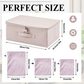 1 PC Discreet Lockable Adult Toy Bag Storage Organizer with 9 Pcs Toy Storage Drawstring Bags Organizer for Women and Men 3 Sizes, 15 x 10 x 6.3 Inches Lockable Box Travel Container(Pink Gray)