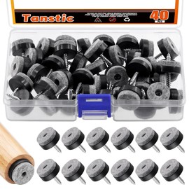 Tanstic 40Pcs 0.8” Screw On Felt Pads Felt Furniture Pads Non Slip Felt Pads Chair Leg Floor Protectors Felt Pads Felt Chair Pads with Screws for Chair Table Sofa(Black)