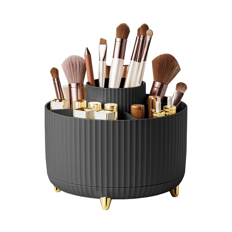 360° Rotating Makeup Organizer for Vanity – Multi-Compartment Cosmetic Storage
