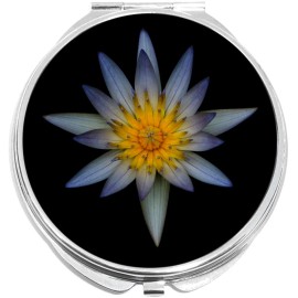 NewCharms Blue Flower on Black Compact with Mirrors - Perfect for your Pocket or Purse