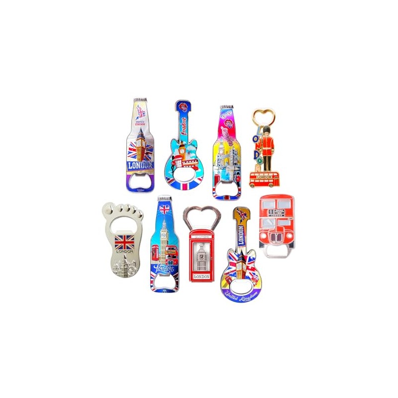 Famous England London Icons Set of 9 Bottle Opener Fridge
