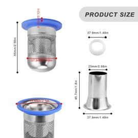0XBIT Stainless Steel Odour Trap Floor Drain, Odour Trap Shower with Filter Net, Floor Drain Core, Reduce Hair Clogging, for Bathroom and Kitchen Drains with 39-50 mm Diameter