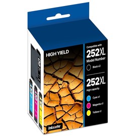 252XL 252 Ink Cartridges Remanufactured Replacement for Epson 252XL 252 XL T252XL T252 Combo Pack use for Workforce WF-7110 WF-7720 WF-7710 WF-3620 WF-3640 (2 Black/1 Cyan/1 Magenta/1 Yellow, 5 Pack)