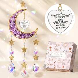 Best Mother Gifts, Mother from Daughter, Son Child, Mother Birthday Gifts for Mother-in-Law, Mother, Moon Crystal Light Catcher for Interior Windows