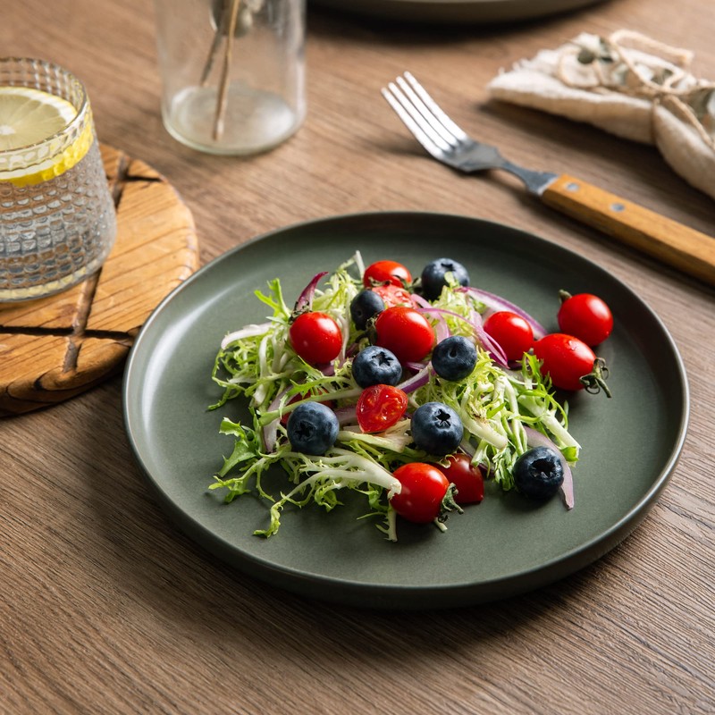 AmorArc Stoneware Dinnerware Sets, Wavy Rim Ceramic Plates and Bowls