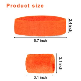 Sucrain 3 Pieces Striped Sweatbands Set, 1 Pieces Sports Headband and 2 Pieces Wristbands, Wicking Sweat Head Band for Men Women Outfit Sport (Orange)