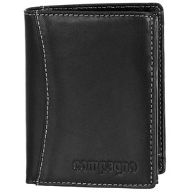 Compagno Genuine Leather Wallet Men's Purse Women, black, Classic