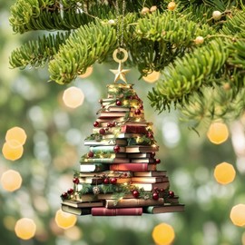 2024 Book Christmas Tree Ornament,Christmas Decorations Christmas Tree Ornaments Decorations Book Holiday Xmas Hanging Ornament Decorated Miniature Unbreakable for Indoor
