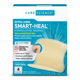 Care Science Smart Heal Hydrocolloid, Large, 2.3 in x 3 in, 4CT | 100% Waterproof Seal Promotes Healing, Reduces Scarring