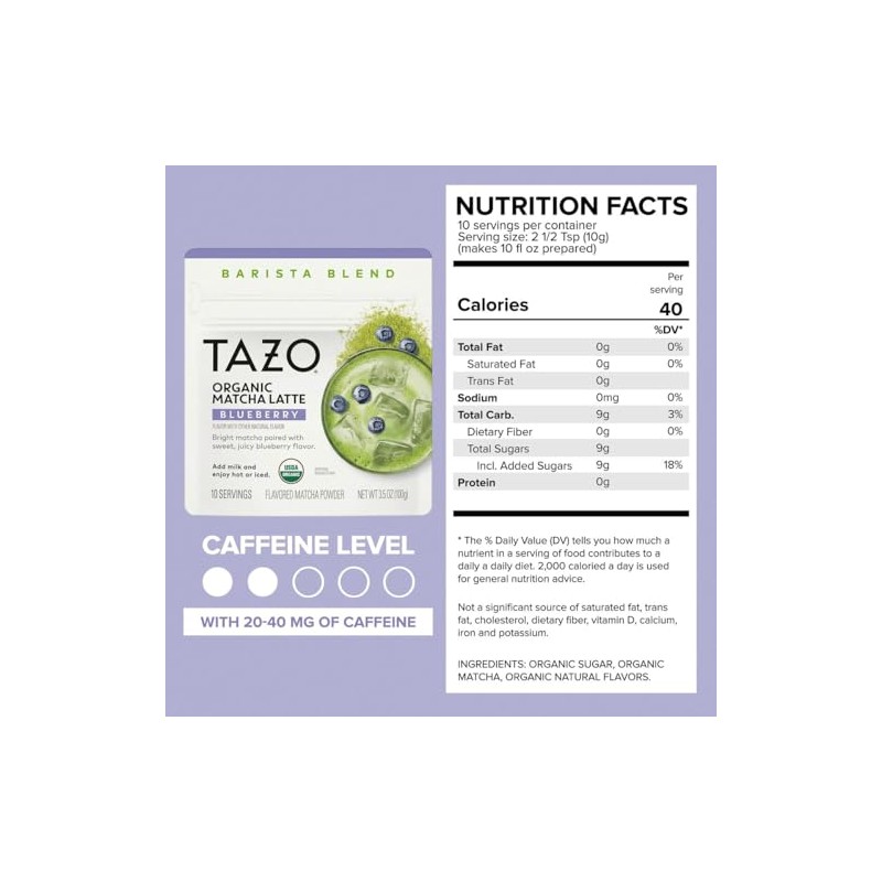 TAZO Organic Blueberry Matcha Latte Powder - Café Style Mix