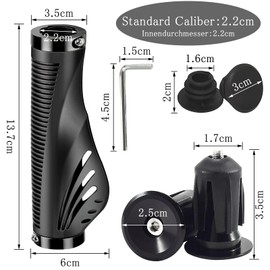 APOMOONS Bicycle Grips MTB 22 mm Ergonomic Handlebar Grips Bicycle Set with 2 Pairs of Handlebar Plugs and Allen Wrench, Bicycle Grips MTB Made of Rubber, Mountain Bike Grips for E-Bike City Bike Black