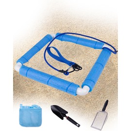 WodGod Shark Tooth Sifter Set,Plastic Net,Includes Black Shovel,Beach Bag,Beach Mesh Shovel,Lightweight Floating Sand Sifter for Shark Teeth,Durable with Comfortable Grip and Wrist Strap (Blue)
