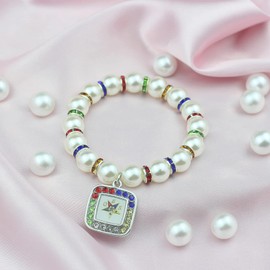 Order of The Eastern Star Sorority Gift OES Bracelet Necklace Sorority Bracelet OES Symbol Jewelry for Women Sisterhood (OES Sq Bracelet)
