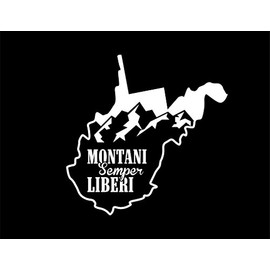 ND455W Montani Semper Liberi West Virginia Decal Sticker | 5.5-Inches By 5.4-Inches | Premium Quality White Vinyl
