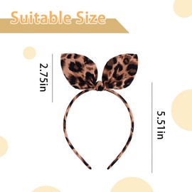 Leopard Bunny Ears Headband for Baby Girl Leopard Print Bunny Head Band for Toddler Infant Girl Hair Accessories Cute Leopard Bow Headbands for Little Girls Leopard Bowknot Hair Hoop Headpiece
