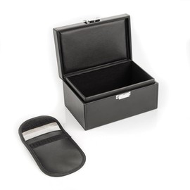 LST Keyless Go Protective Box Car Key with RFID Blocker Faraday Cage and Additional Key Case - Anti-Theft Protection for Vehicle and Private Data - Large Signal Blocker Box Black 19.5 x 12.5 x 9.5 cm