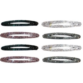 Metal Snap Hair Clips, Pack of 8 Rhinestone Snap Hair Clips, Snap Hair Clips with Rhinestone Shiny Snap Hair Clip