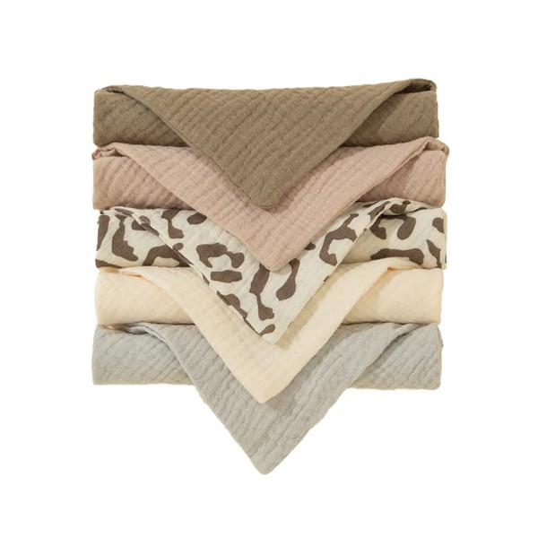 Surakey Pack of 5 Unisex Baby Triangular Bibs, Double Layer,