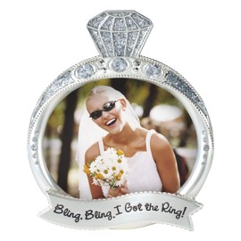 Malden International Designs Wedding Jewel and Glitter Bling Bling Ring Picture Frame, 3x4, Silver