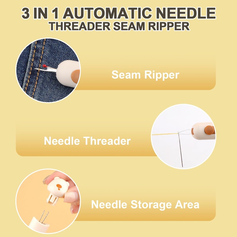 Automatic Needle Threaders Seam Ripper, Upgraded 3 in 1 Sewing