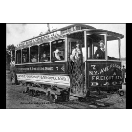 1890 Washington DC Street Car Trolley PHOTO Vintage Electric Streetcar Scene