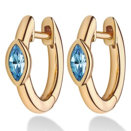 Fettero Women's Hoop Earrings, Swaying, Cubic Zirconia, 14 K Gold Coating, Metal Allergy Safe, Hinged, Endless, Ring Earrings, Elegant, Popular, Set for Both Ears, 77 Different Options, Cubic Zirconia, Cubic Zirconia