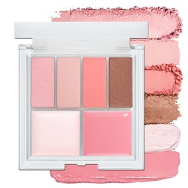 CHOSUNGAH BEAUTY My Magazine Eyeshadow Palette - Warm Baby Pink, All-in-One Matte, Shimmer & Glitter Finishes, 5 Colors, Multi-use for Eyes, Lips & Cheeks, 0.21oz