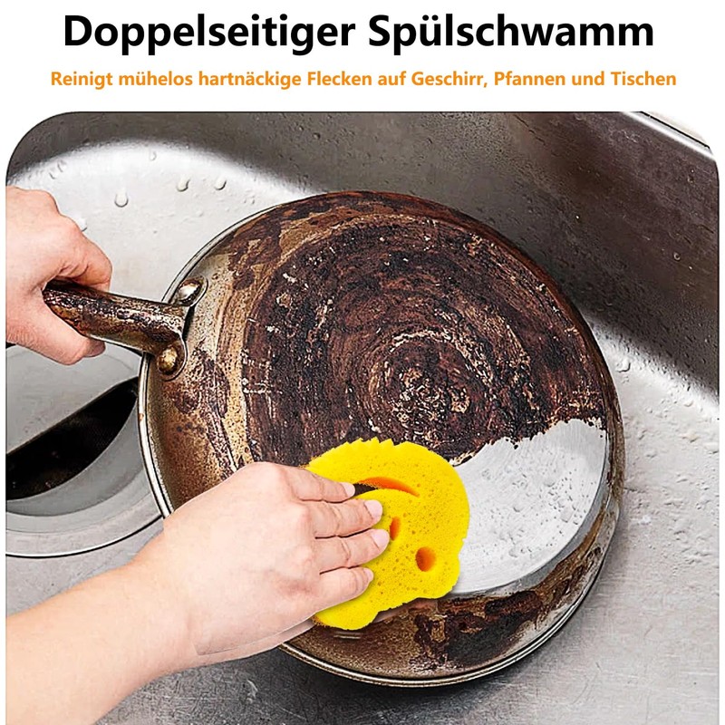 Pack of 5 Temperature Dishwashing Sponge, Double-Sided Scourer, Kitchen Sponges,