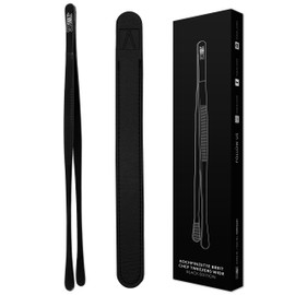 REDSALT® Black Edition Cooking Tweezers Wide Black 30 cm | INOX 18/10 Stainless Steel Rustproof Dishwasher Safe PVD Coating | Professional Chef Tweezers Kitchen Grill Gourmet Tongs Kitchen Tweezers