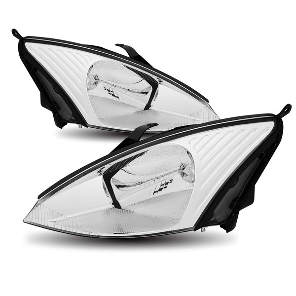 Headlights Assembly Compatible with 2000-2004 Ford Focus Halogen Head Lights,