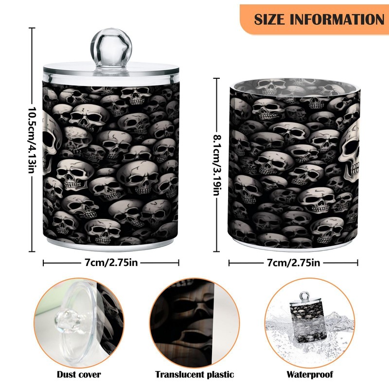 Zhirexin Black Skull 2PC Airtight Transparent Glass Storage Jar, Food