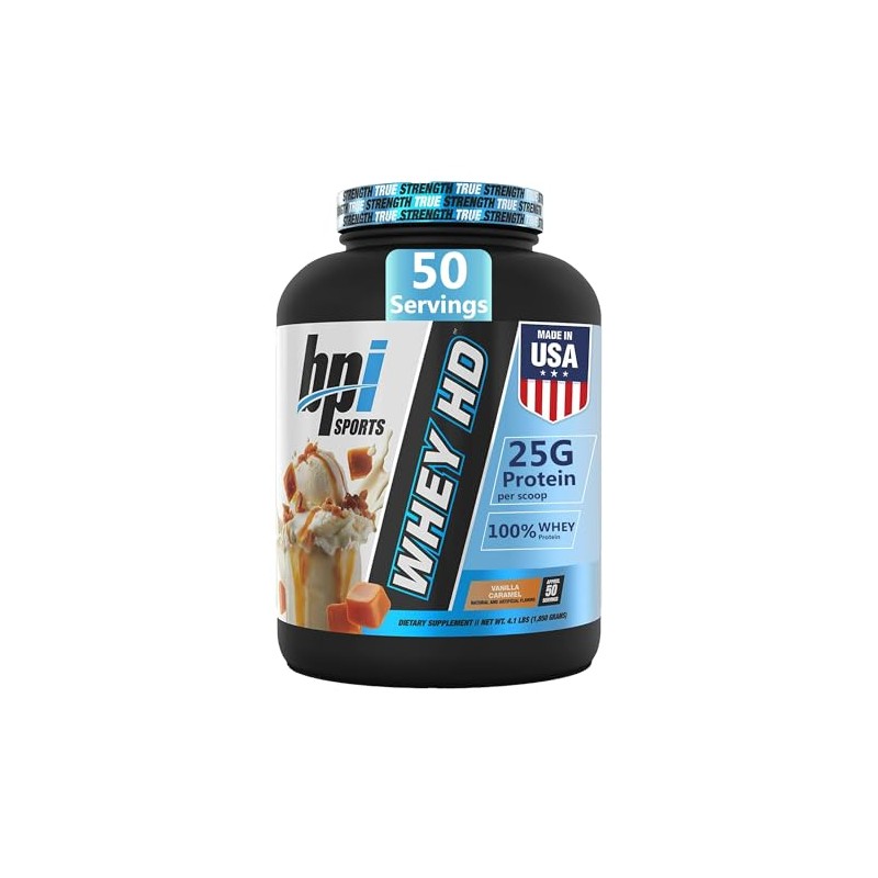 BPI Sports Whey HD Ultra Premium Protein Powder, Vanilla Caramel,