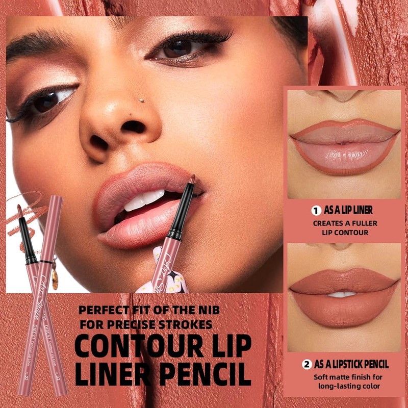 12PCS Matte Lip Liners Pencil Set, Nude Lip Contour Lipliner,