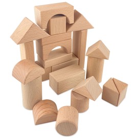 qimeyu Natural Wooden Building Blocks, Baby Building Blocks, Wooden Building Blocks, Building Blocks for Children from 1 2 3 Years