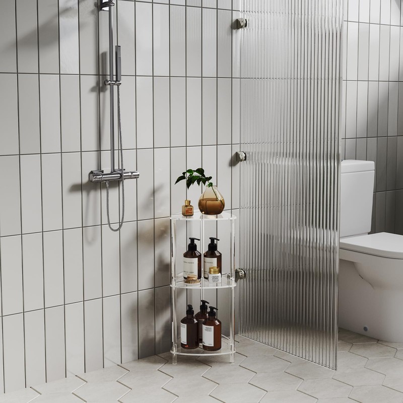 Aquiver Acrylic Standing Shower Caddy - Triangle Shower Organizer Stand